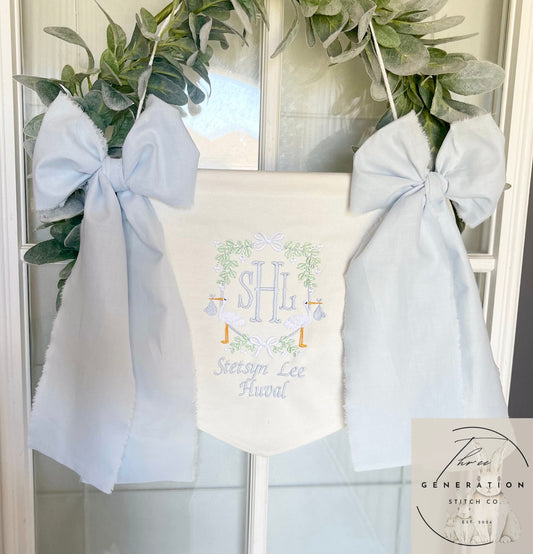 Baby Boy Stork Banner