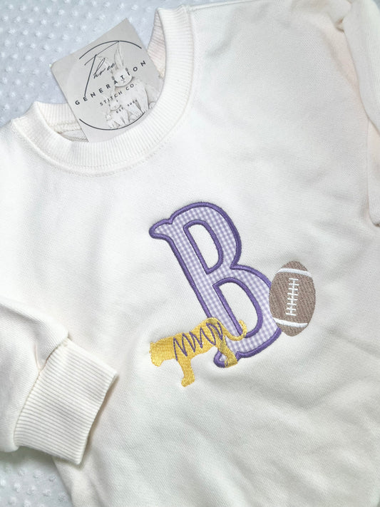 Football Applique Sweatshirt Bubble