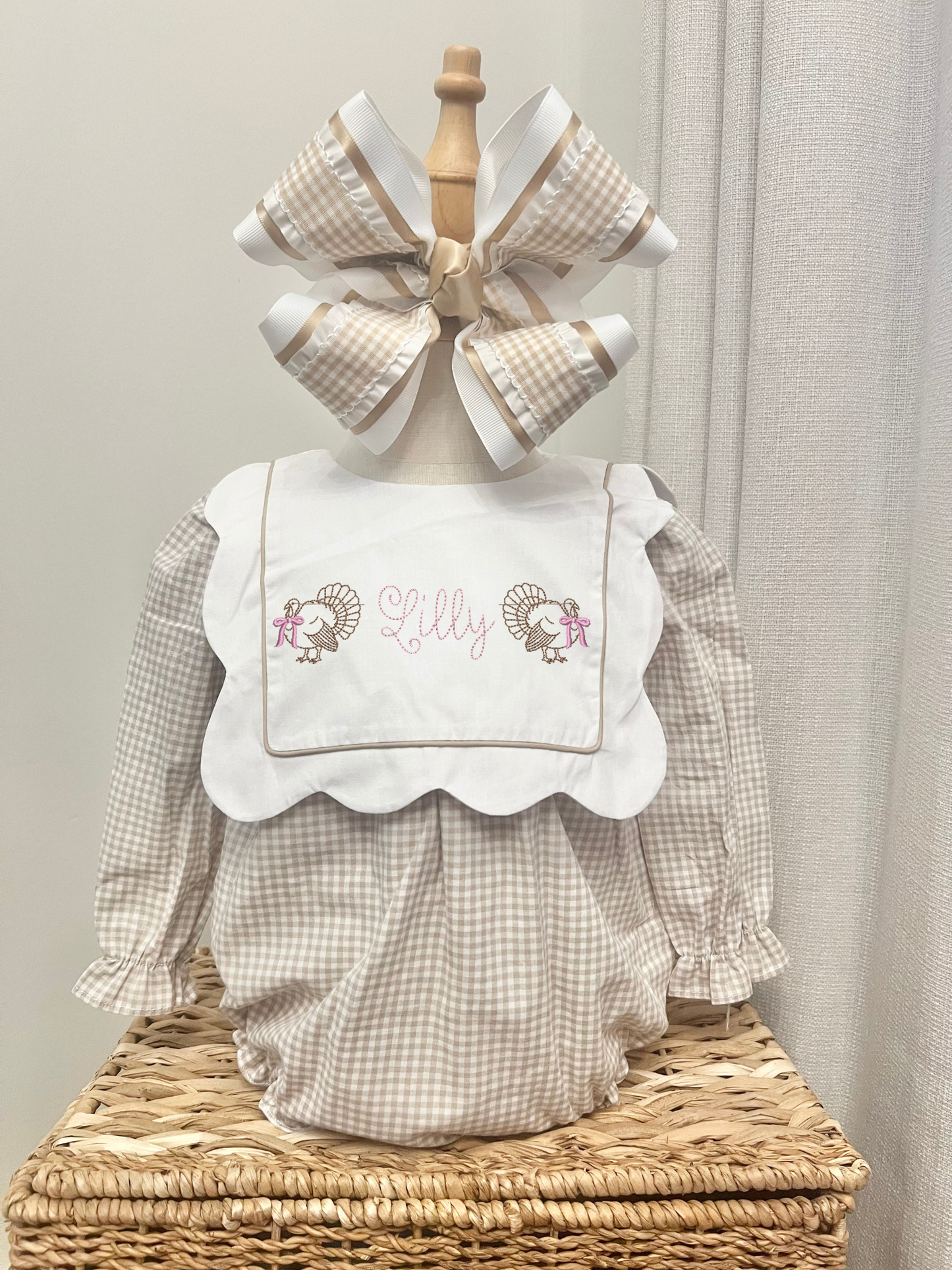Girl Fall Gingham Bubble