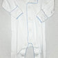 BLUE Picot Trim Magnetic Closure Footie