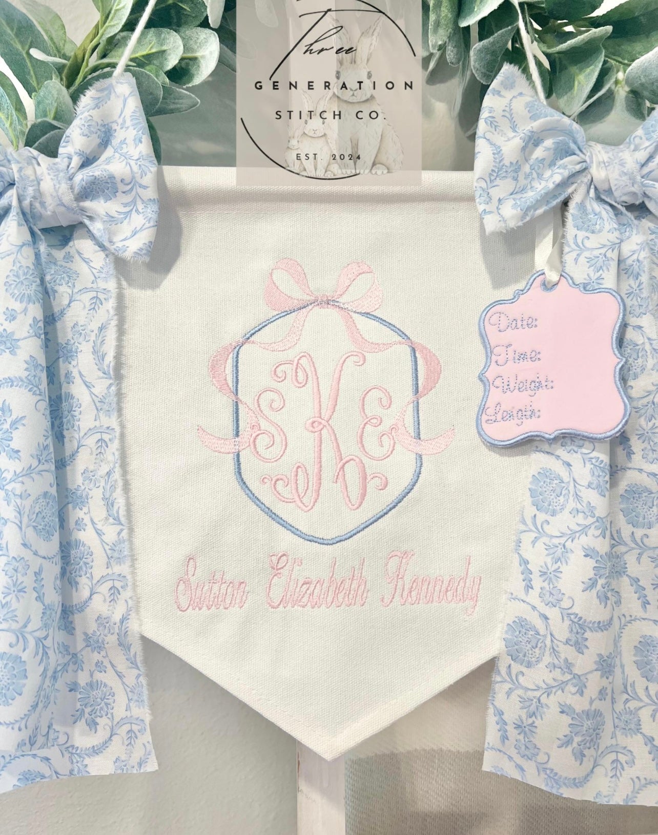 Baby Girl Floral Bow Banner