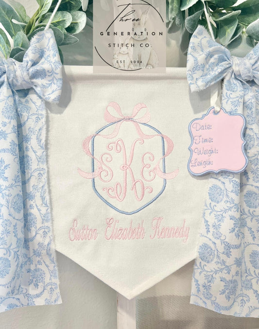 Baby Girl Floral Bow Banner