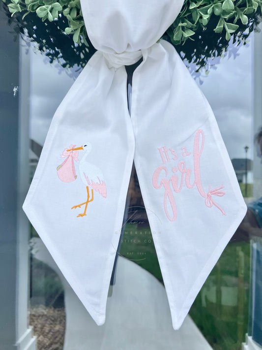 Baby Announcement Wreath Sash
