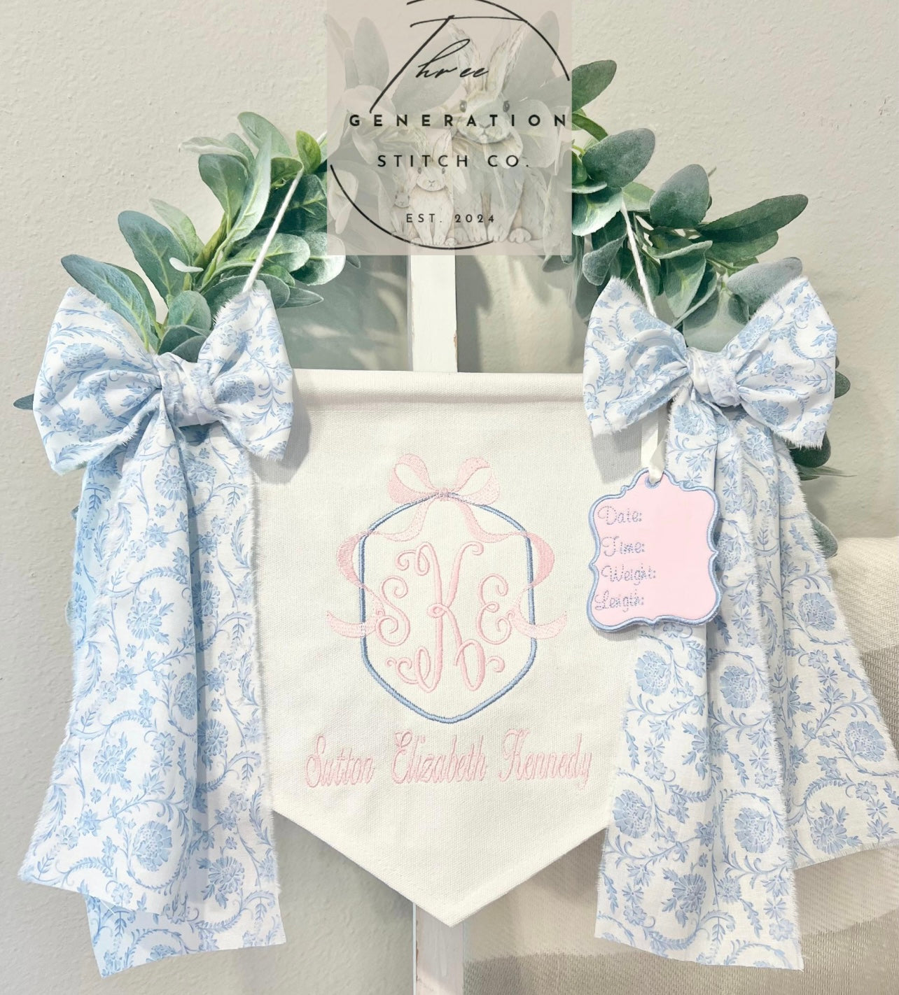 Baby Girl Floral Bow Banner