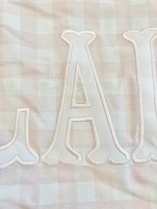 Pink Gingham Ruffle Pillow (BLAIR)