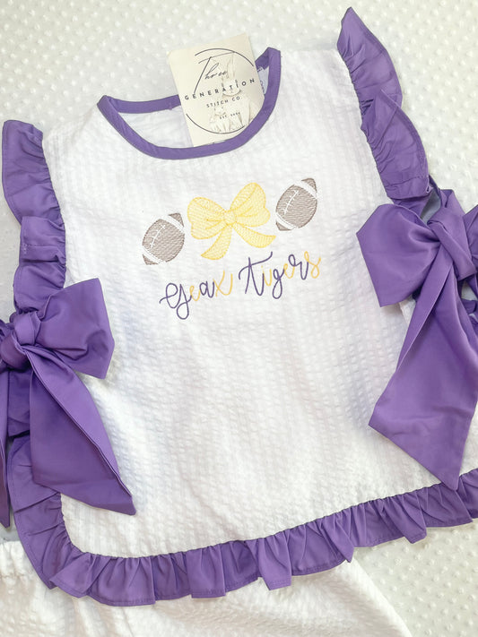 Geaux Tigers Girls Purple Bow Set