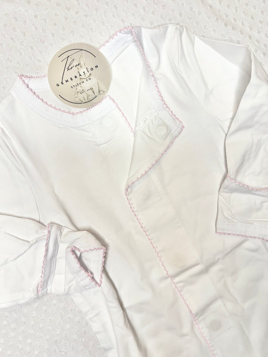 PINK Picot Trim Magnetic Closure Footie