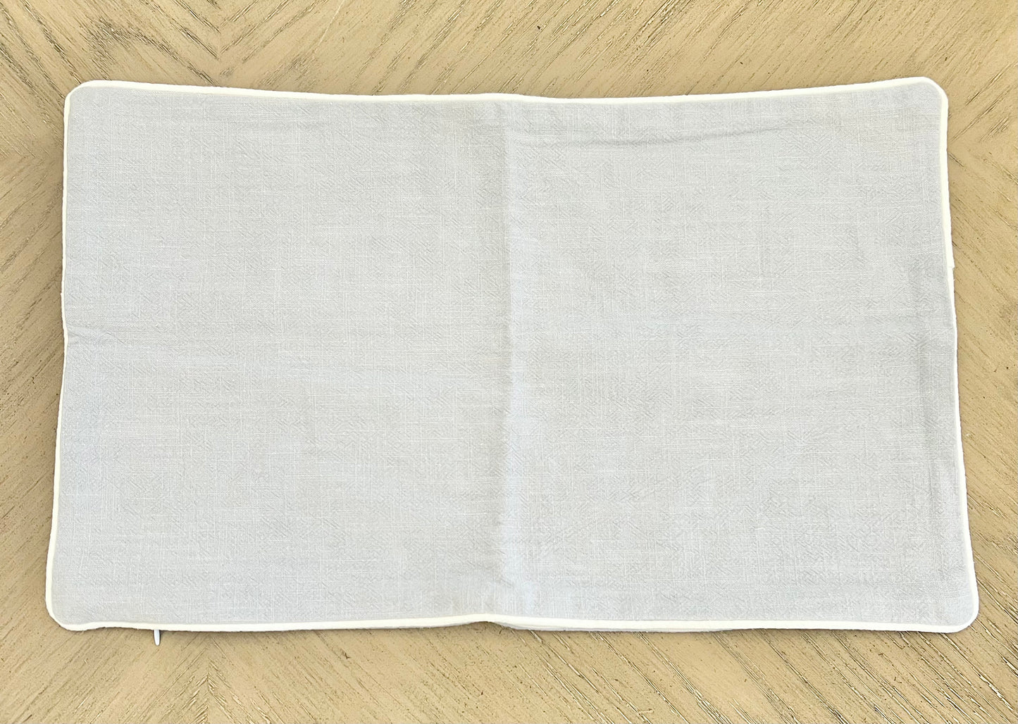 Blue Linen Pillow with White Trim
