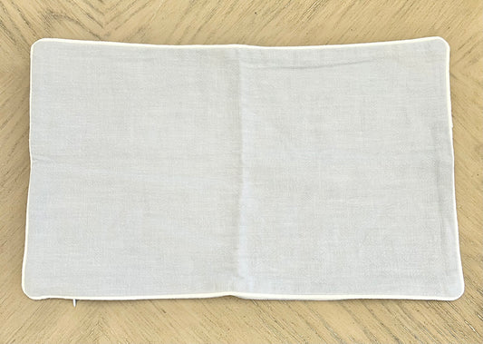 Blue Linen Pillow with White Trim