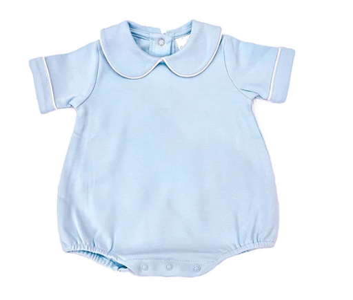 Blue Piped Short Sleeve Bubble