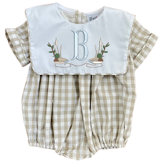 Tan Gingham Short Sleeve Bubble