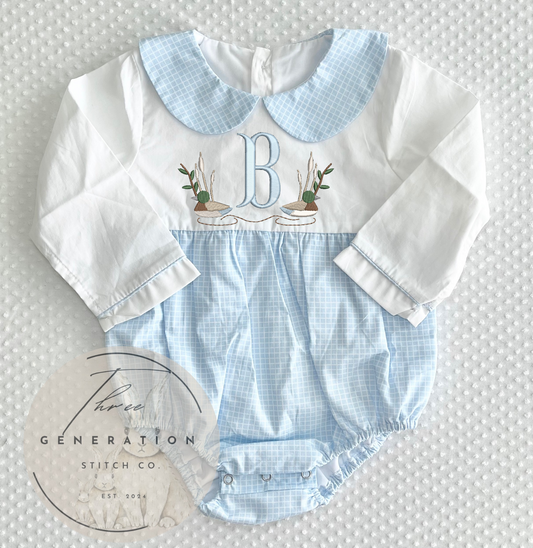 Blue Gingham Long Sleeve Bubble